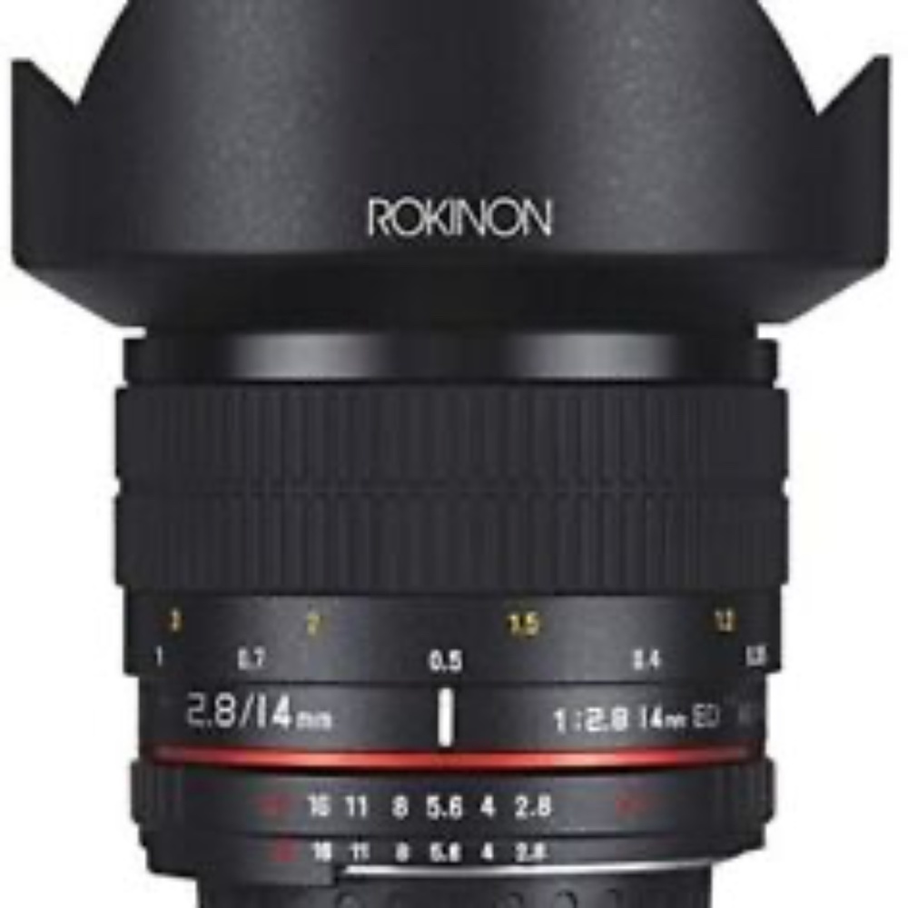 Rokinon 14mm F2.8 ED AS IF UMC Manual Focus Lens + AE Chip for Canon AE Camera